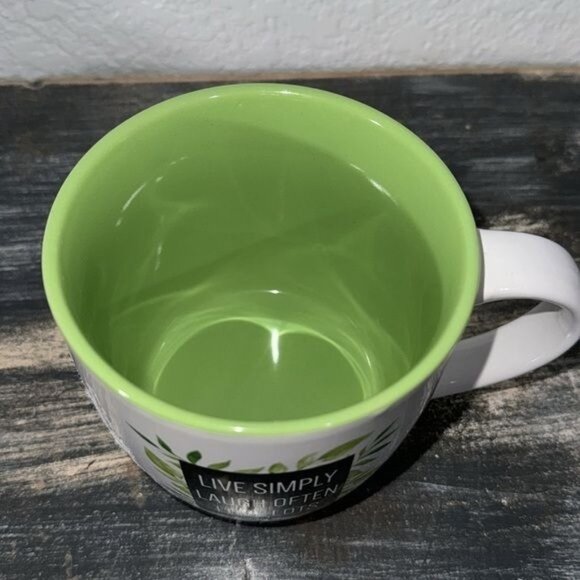 Ceramic Mug With Inspirational Quote "Live Simply Laugh Often Love Lots"  19 Oz - Picture 2 of 6
